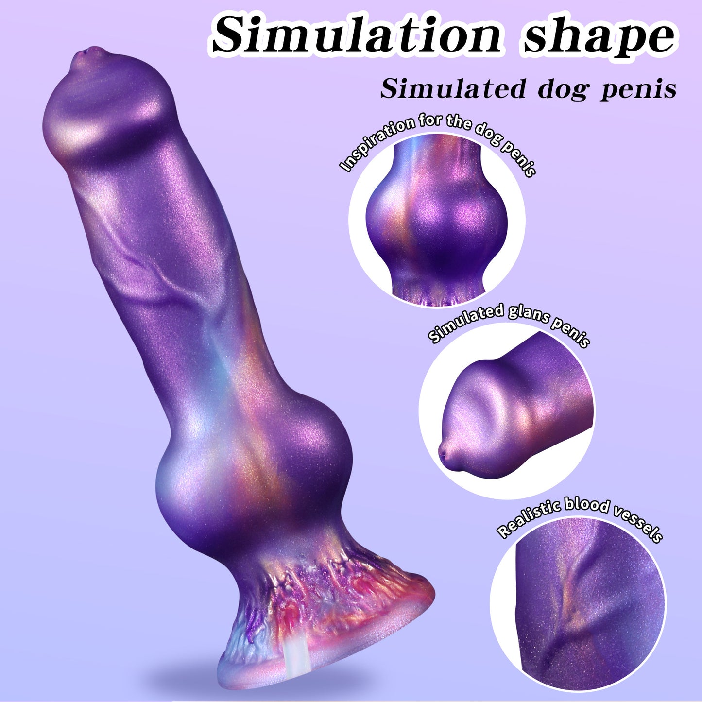 PURPLY Knotted Dog Dildo-Ejaculating Dildo-Suction Cup Dildo