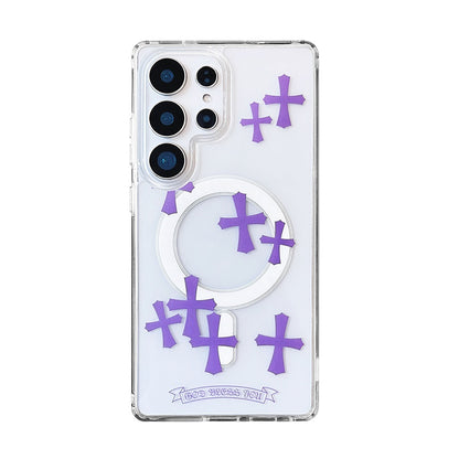 Purple Cross Magnetic Phone Case for Samsung Galaxy S Series