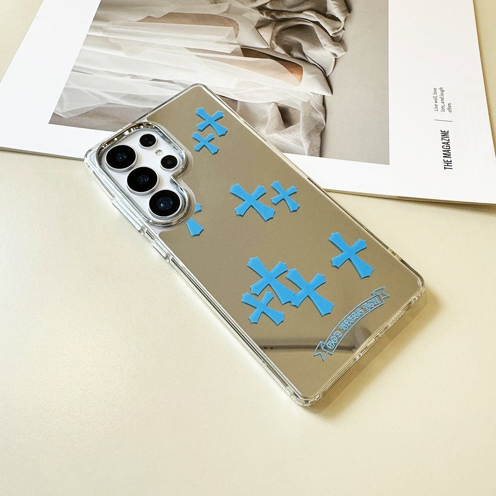 Blue Cross Mirror Phone Case for Samsung Galaxy S Series