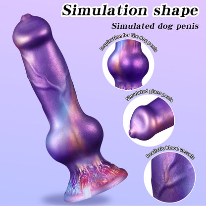 PURPLY Knotted Dog Dildo-Ejaculating Dildo-Suction Cup Dildo