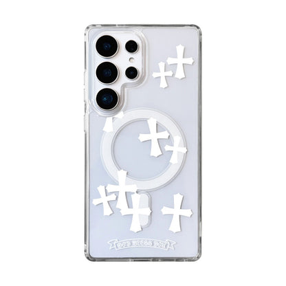 White Cross Magnetic Phone Case for Samsung Galaxy S Series