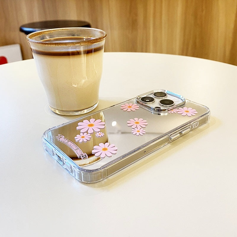 Pink Daisy In Full Bloom Mirror Phone Case for iPhone