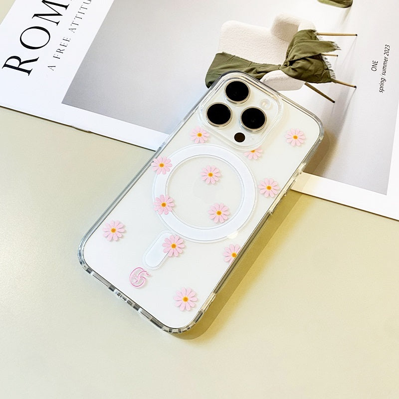 Pink Daisy Magnetic Phone Case for iPhone