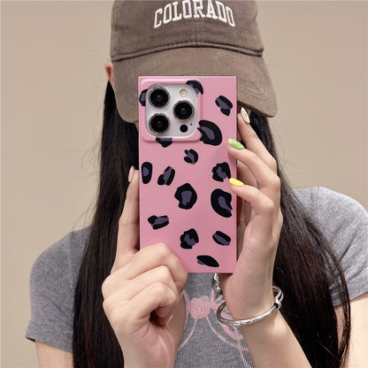 Pink Cheetah Print Square Phone Case for iPhone