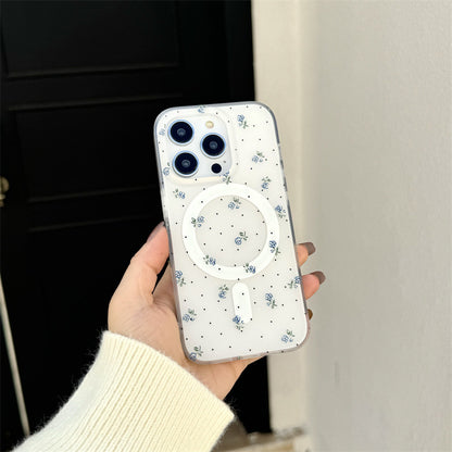 Blue Flower Magnetic Phone Case for iPhone