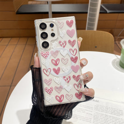 Cute Heart Magnetic Phone Case for Samsung Galaxy S Series