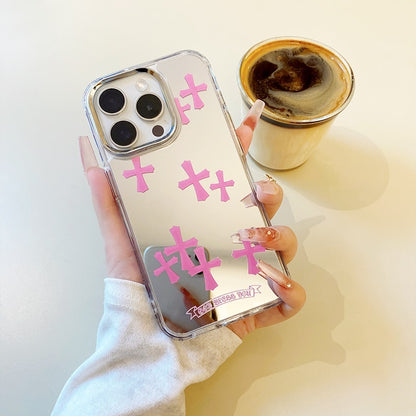 Pink Cross Mirror Phone Case for iPhone