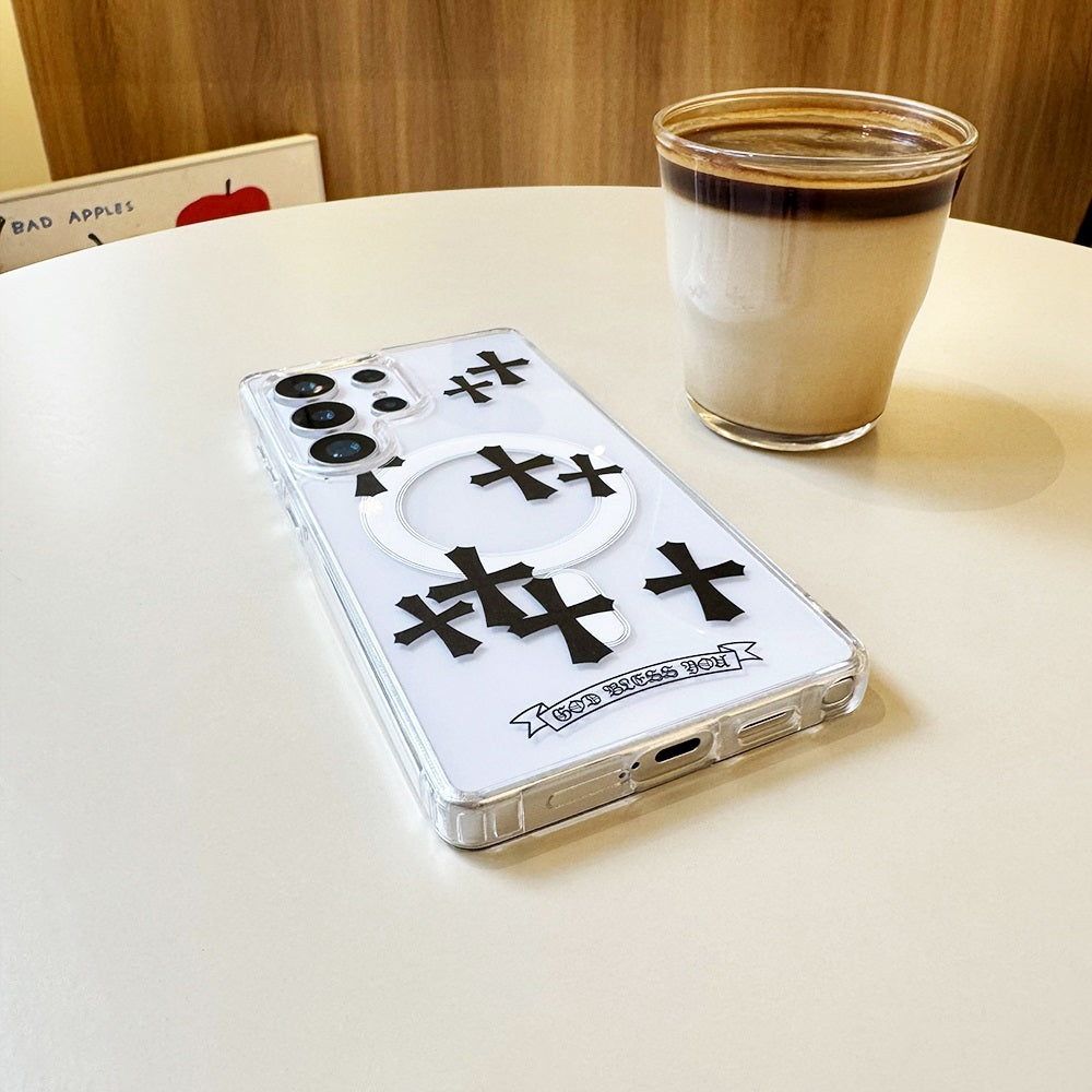 Black Cross Magnetic Phone Case for Samsung Galaxy S Series