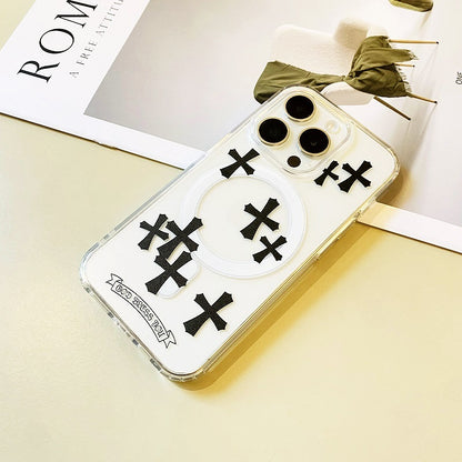 Black Cross Magnetic Phone Case for iPhone