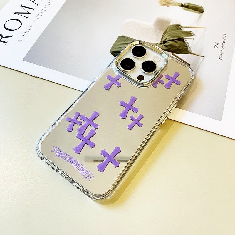 Purple Cross Mirror Phone Case for iPhone