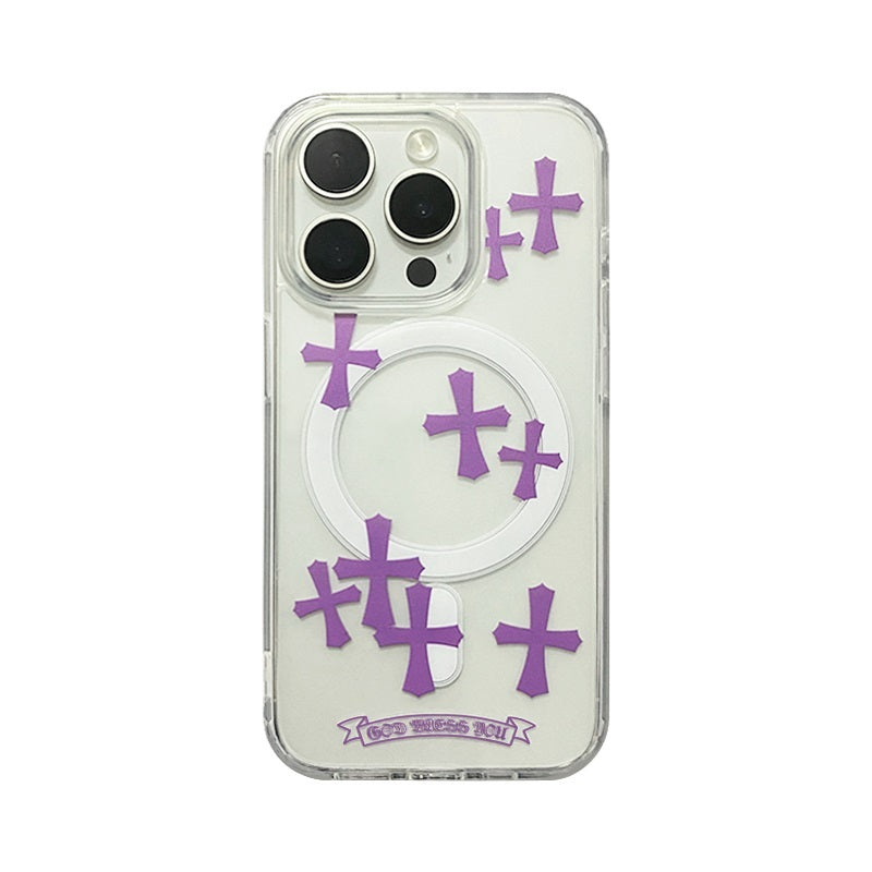 Purple Cross Magnetic Phone Case for iPhone