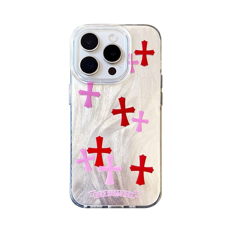 Pink Cross Glitter Phone Case for iPhone