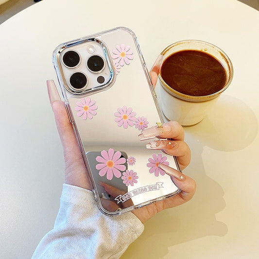 Pink Daisy In Full Bloom Mirror Phone Case for iPhone