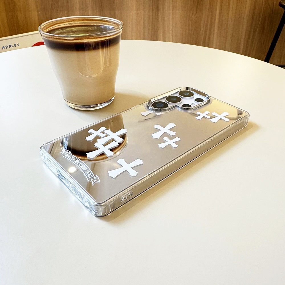 White Cross Mirror Phone Case for Samsung Galaxy S Series