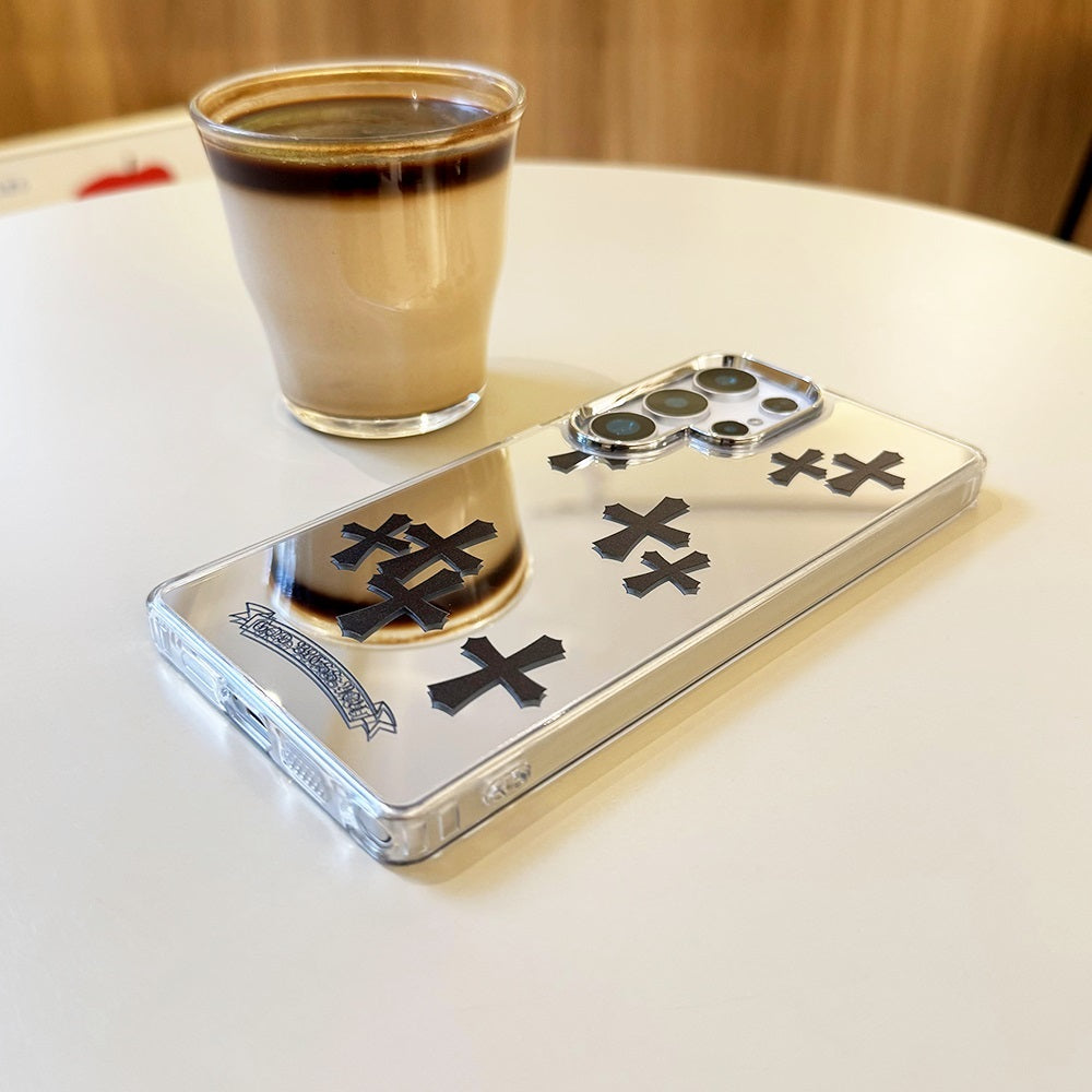 Black Cross Mirror Phone Case for Samsung Galaxy S Series