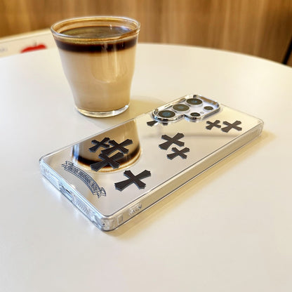 Black Cross Mirror Phone Case for Samsung Galaxy S Series