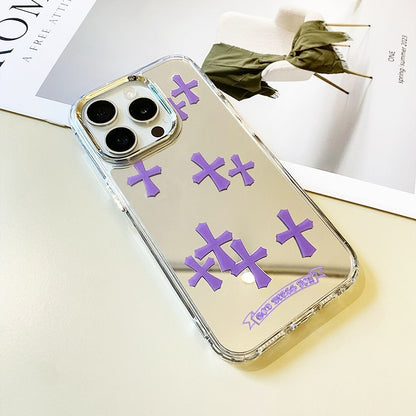 Purple Cross Mirror Phone Case for iPhone