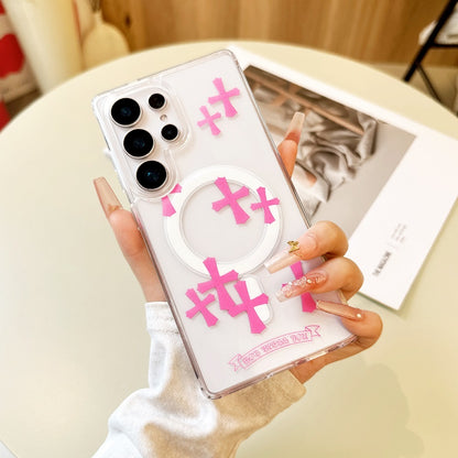 Pink Cross Magnetic Phone Case for Samsung Galaxy S Series