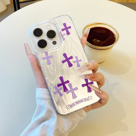 Purple Cross Glitter Phone Case for iPhone