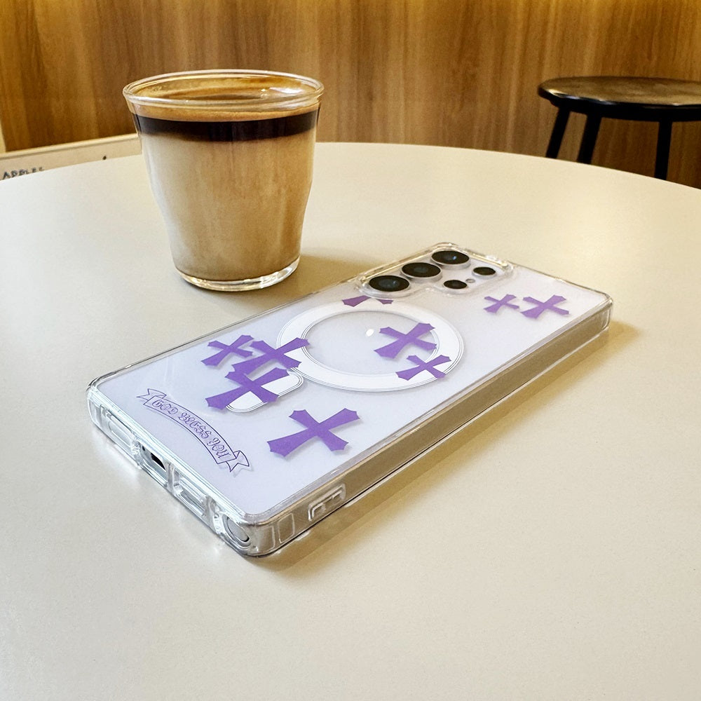 Purple Cross Magnetic Phone Case for Samsung Galaxy S Series