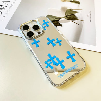 Blue Cross Mirror Phone Case for iPhone