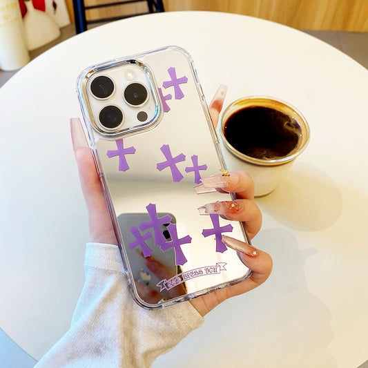 Purple Cross Mirror Phone Case for iPhone