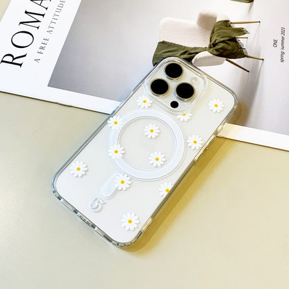 White Daisy Magnetic Phone Case for iPhone