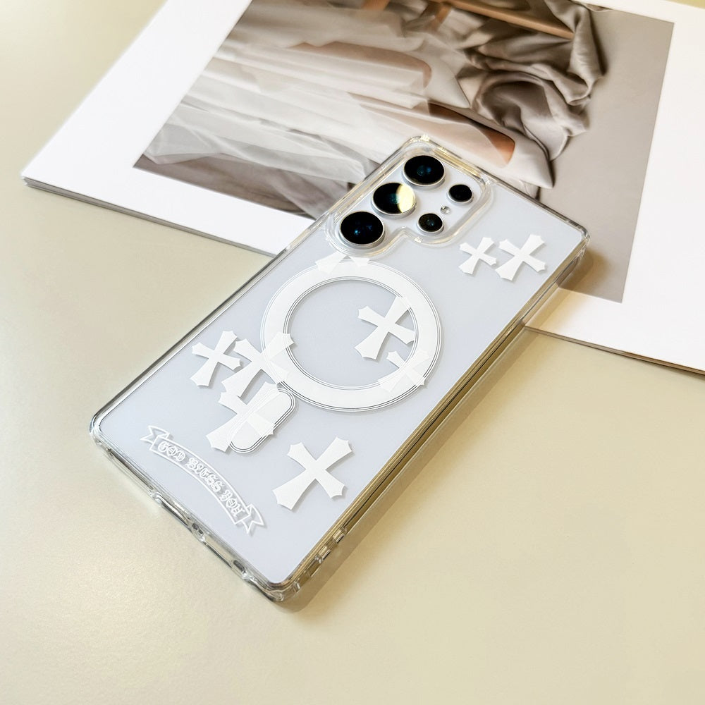 White Cross Magnetic Phone Case for Samsung Galaxy S Series