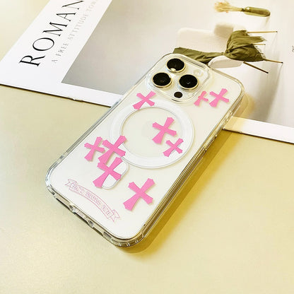 Pink Cross Magnetic Phone Case for iPhone