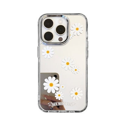 White Daisy In Full Bloom Mirror Phone Case for iPhone