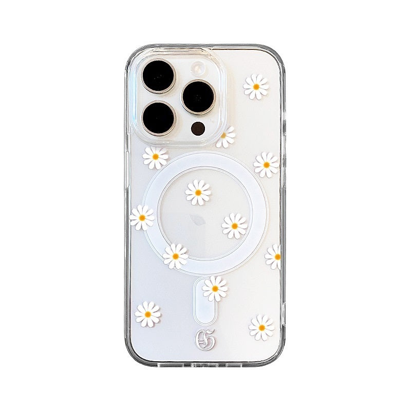 White Daisy Magnetic Phone Case for iPhone