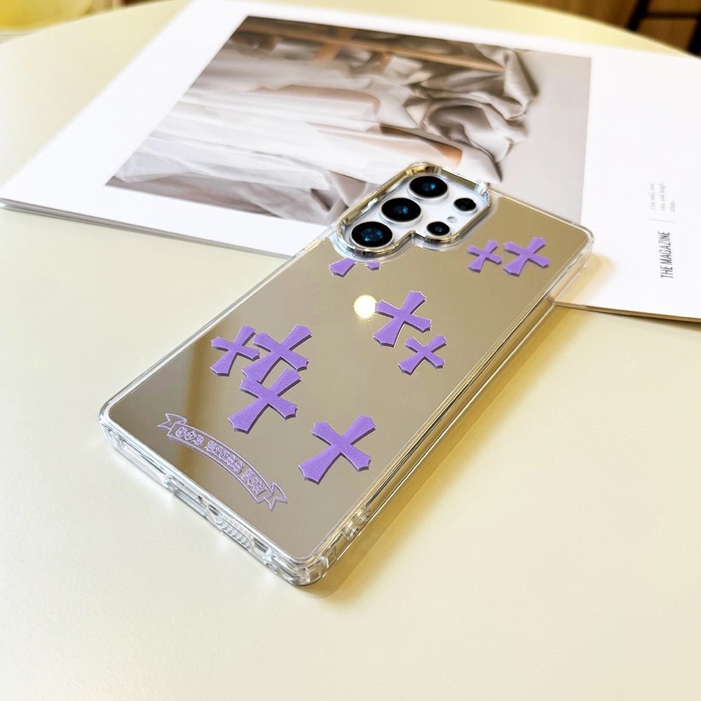 Purple Cross Mirror Phone Case for Samsung Galaxy S Series