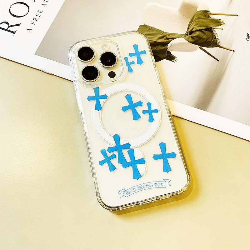 Blue Cross Magnetic Phone Case for iPhone