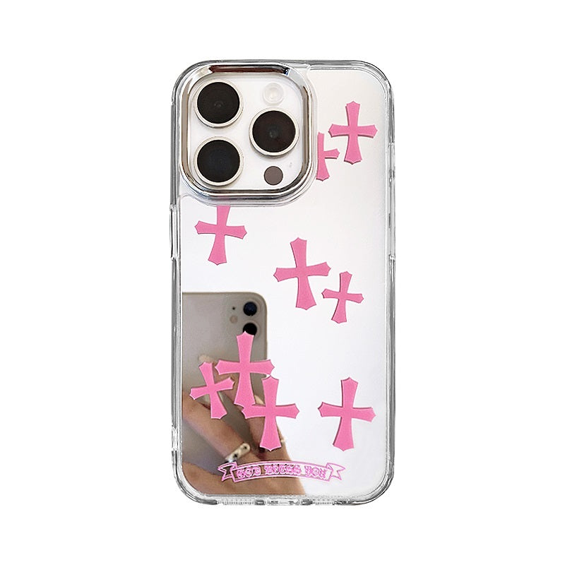 Pink Cross Mirror Phone Case for iPhone