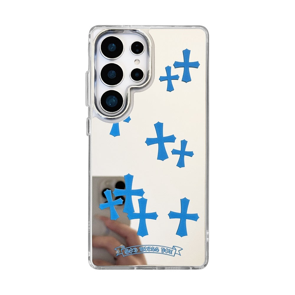 Blue Cross Mirror Phone Case for Samsung Galaxy S Series