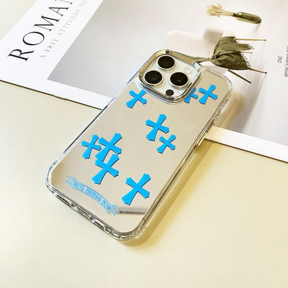 Blue Cross Mirror Phone Case for iPhone