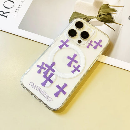 Purple Cross Magnetic Phone Case for iPhone