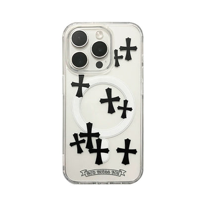 Black Cross Magnetic Phone Case for iPhone