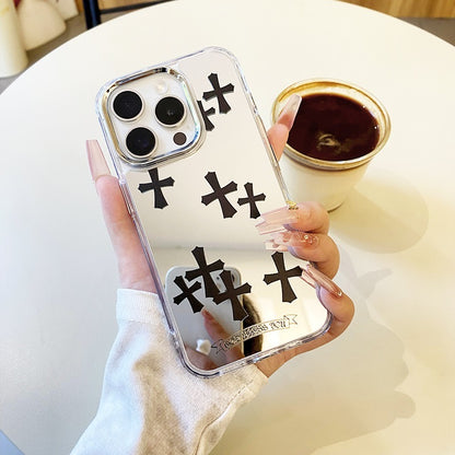 Black Cross Mirror Phone Case for iPhone