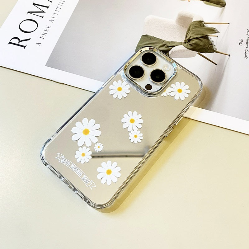 White Daisy In Full Bloom Mirror Phone Case for iPhone