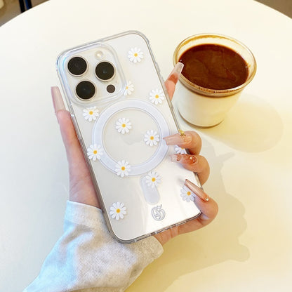 White Daisy Magnetic Phone Case for iPhone