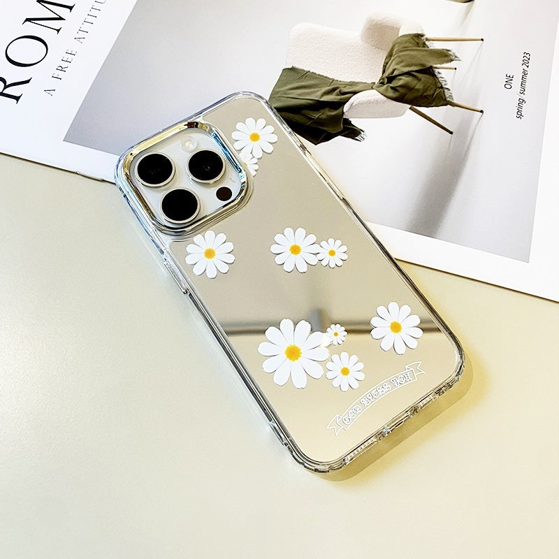 White Daisy In Full Bloom Mirror Phone Case for iPhone