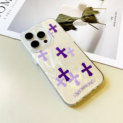 Purple Cross Glitter Phone Case for iPhone