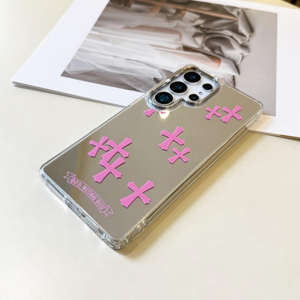 Pink Cross Mirror Phone Case for Samsung Galaxy S Series