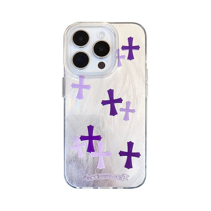 Purple Cross Glitter Phone Case for iPhone