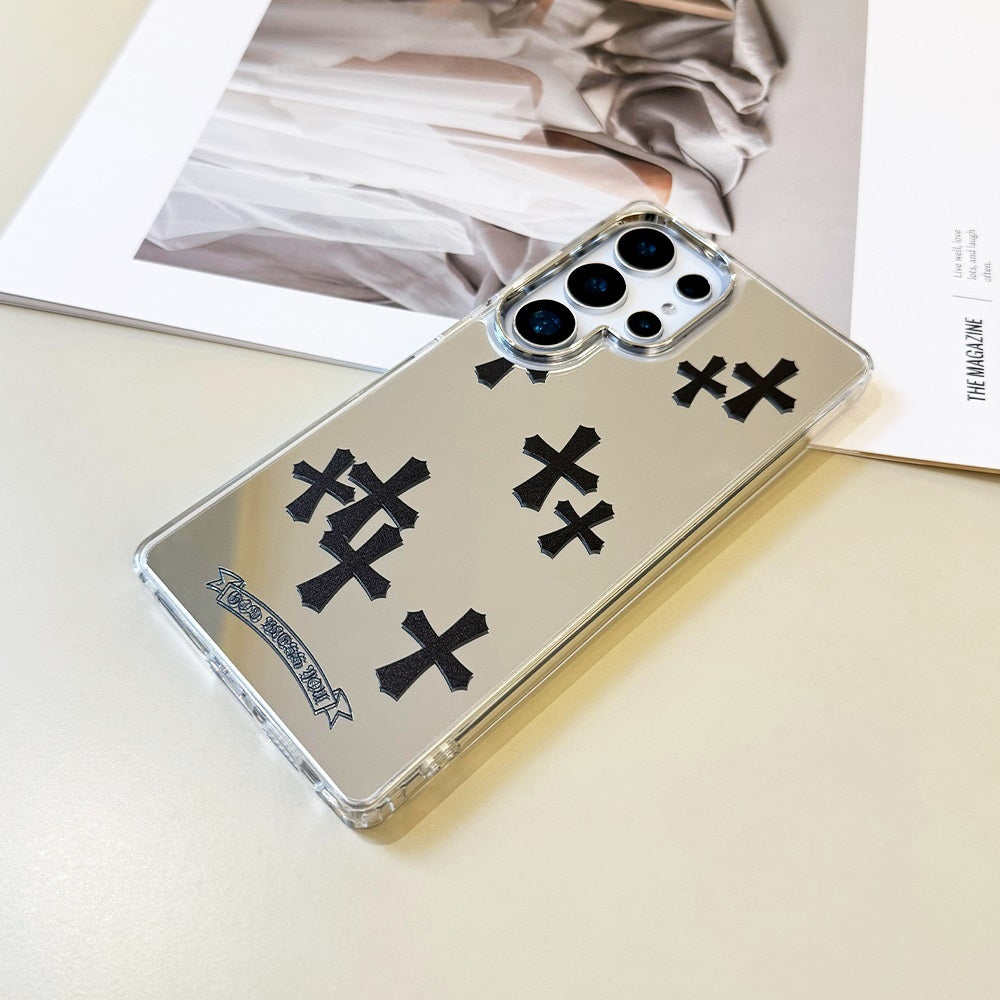 Black Cross Mirror Phone Case for Samsung Galaxy S Series