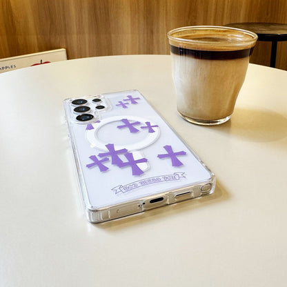 Purple Cross Magnetic Phone Case for Samsung Galaxy S Series