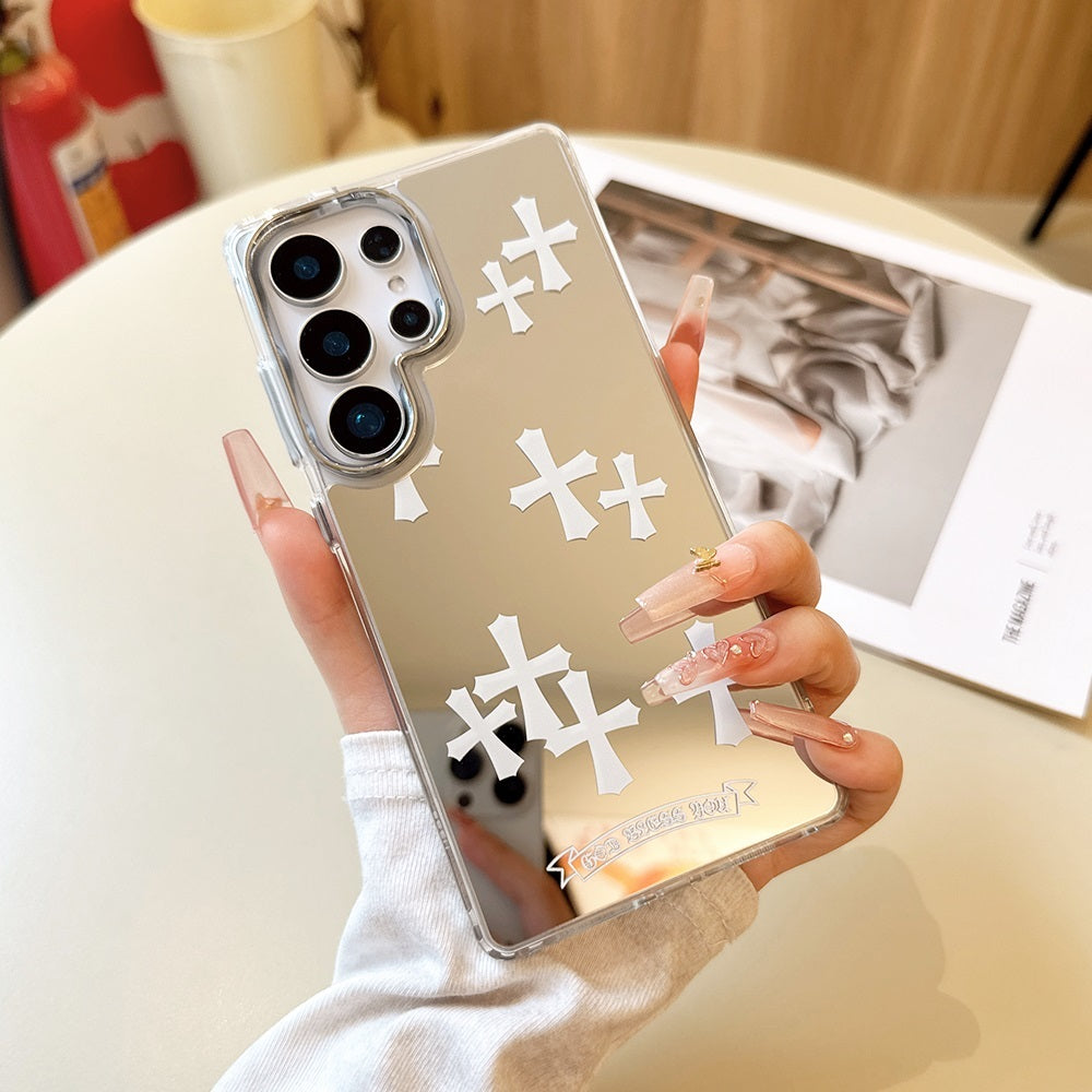 White Cross Mirror Phone Case for Samsung Galaxy S Series