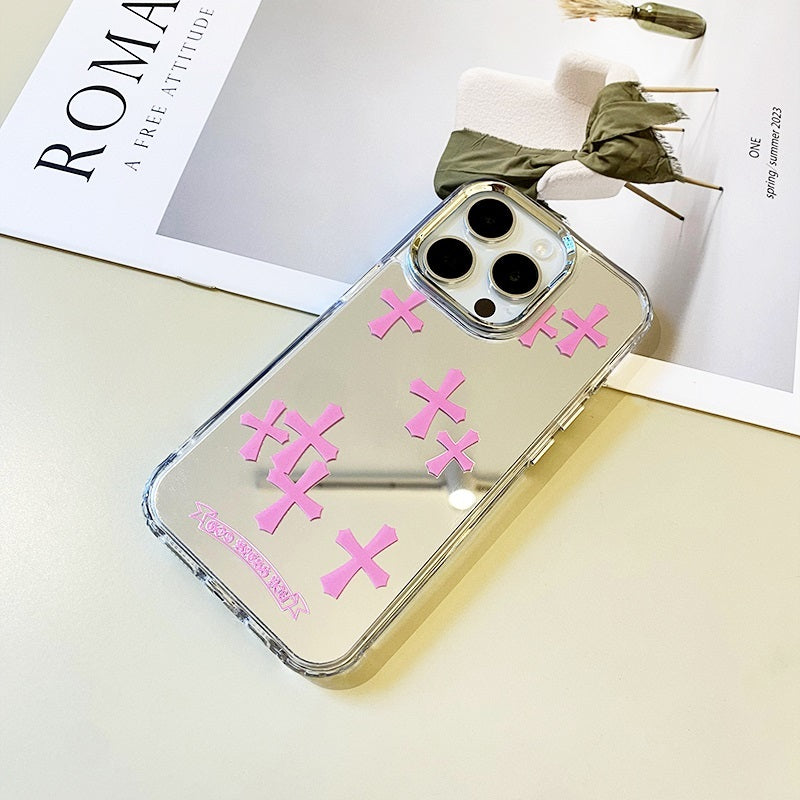 Pink Cross Mirror Phone Case for iPhone