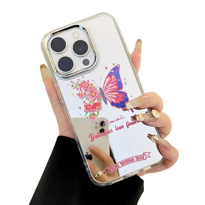 Butterfly&Flower Mirror Phone Case for iPhone